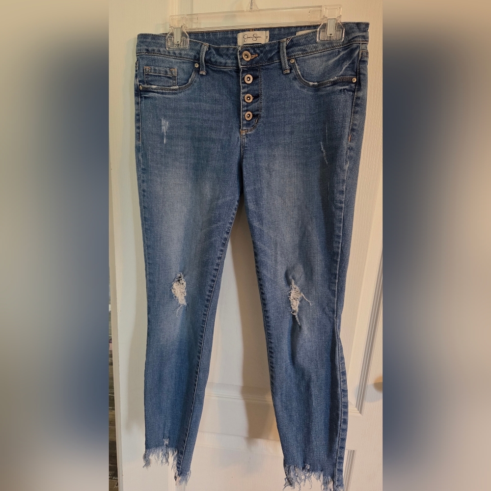 Jessica Simpson Blue Distressed Ankle Jeans